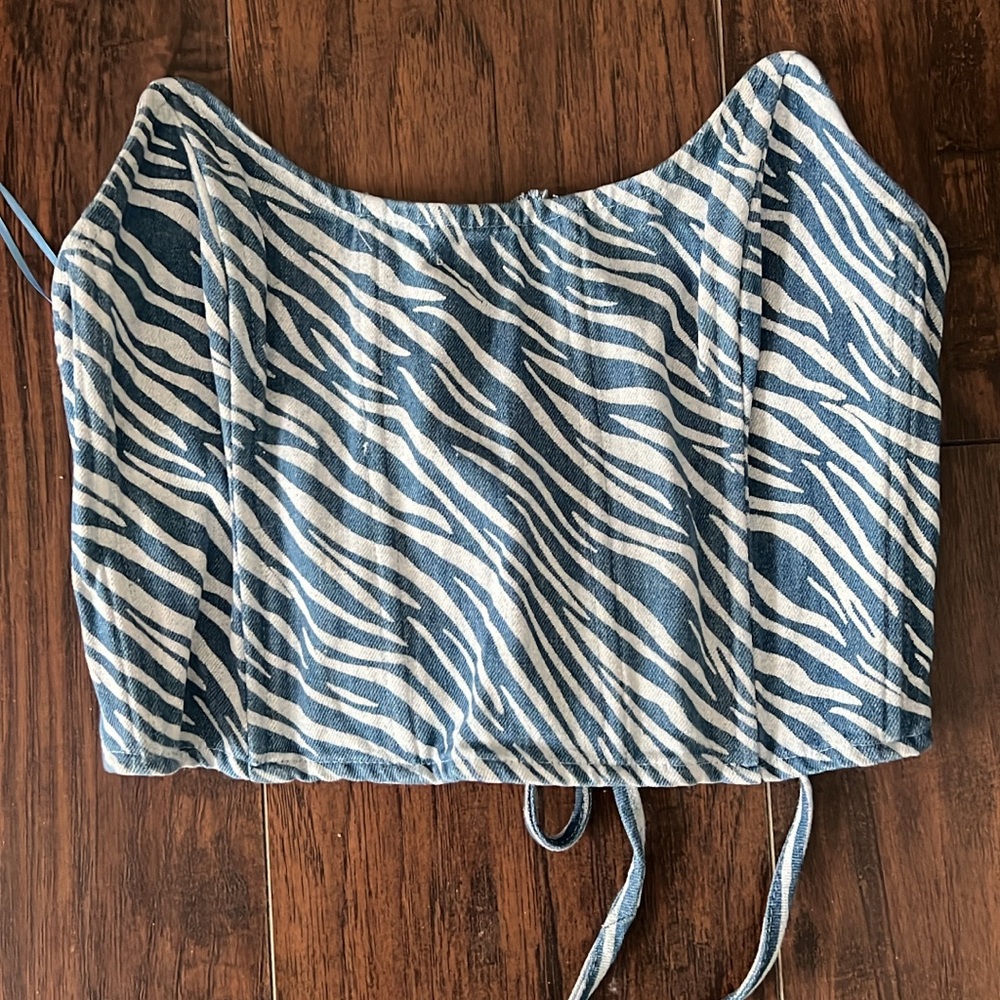 Blue and White Zebra Print Women's Top